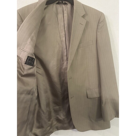 JOS A. Bank Beige Pinstripe Sport Blazer‎ Coat Men's SIZE 40R - Picture 3 of 11
